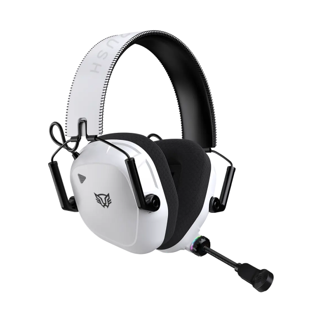 Diadema Gamer Inalámbrica Balam Rush Pilot Pro HS808 | Micrófono Fijo | Diseño Over Ear | Hasta 60 Horas de Batería | 2.4 GHz / Bluetooth 5.3 | PC / Móvil / Consolas | RGB | Blanco | BR-938594