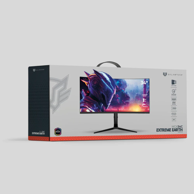Monitor Curvo Balam Rush Extreme Earth MGX34C | 34" | 3440 x 1440 (WQHD) | VA | 144 Hz | 1 ms | 1500R | FreeSync | HDMI 2.1 / DisplayPort 1.4 / Jack 3.5 mm | RGB | Negro | BR-938655