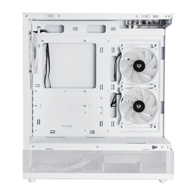 Gabinete Balam Rush Tank Super 9200 TB | Media Torre | ATX / Micro ATX / Mini ITX | 2 x USB A / 1 x USB C | Incluye 3 Ventiladores ARGB | Cristal Templado Panorámico | Blanco | BR-938730
