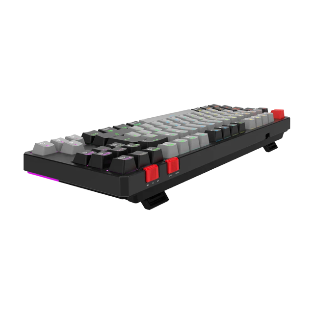 Teclado Gamer Mecánico Inalámbrico Balam Rush Level Pro GK990 | 80% | Switch Red | Teclas Multimedia | 2.4 GHz / Bluetooth 5.0 / Cable | Español | RGB | Gris / Negro | BR-940368