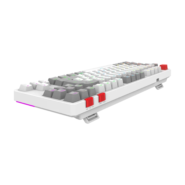 Teclado Gamer Mecánico Inalámbrico Balam Rush Level Pro GK990 | 80% | Switch Red | Teclas Multimedia | 2.4 GHz / Bluetooth 5.0 / Cable | Español | RGB | Blanco / Gris | BR-940375