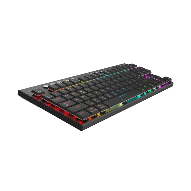 Teclado Gamer Mecánico Inalámbrico Balam Rush Dominate Expert GK959 | 80% | Switch Brown | Teclas Multimedia | 2.4 GHz / Bluetooth 5.0 / Cable | Español | RGB | Negro | BR-940405