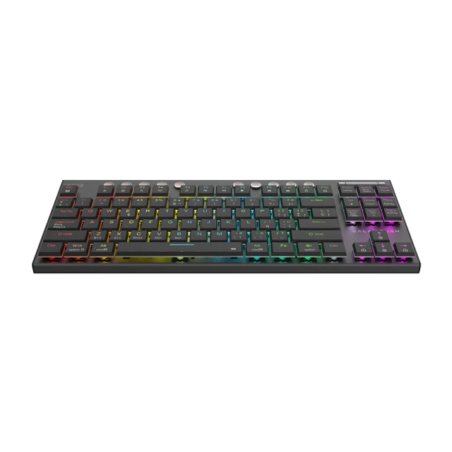 Teclado Gamer Mecánico Inalámbrico Balam Rush Dominate Expert GK959 | 80% | Switch Brown | Teclas Multimedia | 2.4 GHz / Bluetooth 5.0 / Cable | Español | RGB | Negro | BR-940405