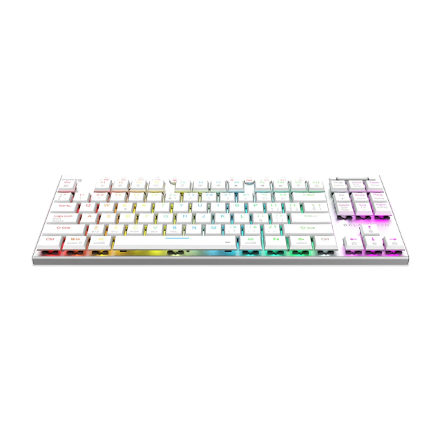 Teclado Gamer Mecánico Inalámbrico Balam Rush Dominate Expert GK959 | 80% | Switch Brown | Teclas Multimedia | 2.4 GHz / Bluetooth 5.0 / Cable | Español | RGB | Blanco | BR-940412