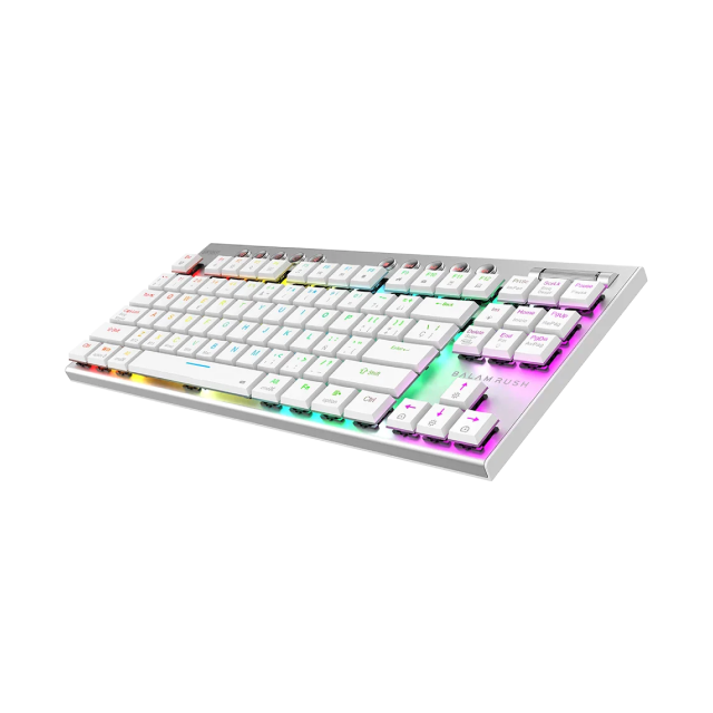 Teclado Gamer Mecánico Inalámbrico Balam Rush Dominate Expert GK959 | 80% | Switch Brown | Teclas Multimedia | 2.4 GHz / Bluetooth 5.0 / Cable | Español | RGB | Blanco | BR-940412