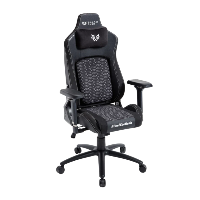 Silla Gamer Balam Rush Ultimate Max U3 | Hasta 150 kg | Poliuretano / Tela / Espuma de Alta Densidad | Reposabrazos 4D / Reposacabezas | Negro | BR-940511