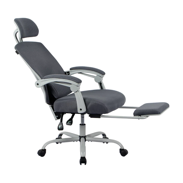 Silla Gamer Balam Rush Bolt Nou W | Hasta 130 kg | Material Textil Transpirable | Cojín Lumbar / Reposapies | Gris / Blanco | BR-940559