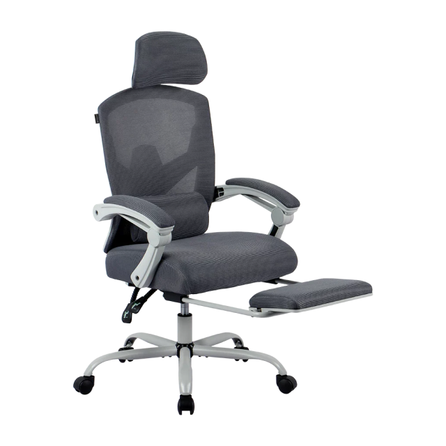 Silla Gamer Balam Rush Bolt Nou W | Hasta 130 kg | Material Textil Transpirable | Cojín Lumbar / Reposapies | Gris / Blanco | BR-940559
