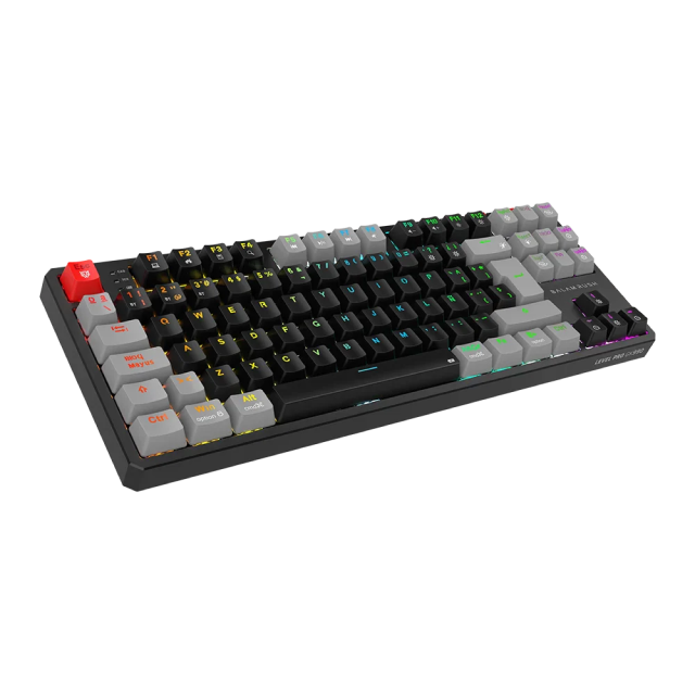 Teclado Gamer Mecánico Inalámbrico Balam Rush Level Pro GK990 | 80% | Switch Red | Teclas Multimedia | 2.4 GHz / Bluetooth 5.0 / Cable | Español | RGB | Negro / Gris | BR-940672