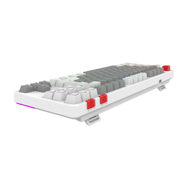 Teclado Gamer Mecánico Inalámbrico Balam Rush Level Pro GK990 | 80% | Switch Red | Teclas Multimedia | 2.4 GHz / Bluetooth 5.0 / Cable | Español | RGB | Gris / Blanco | BR-940689