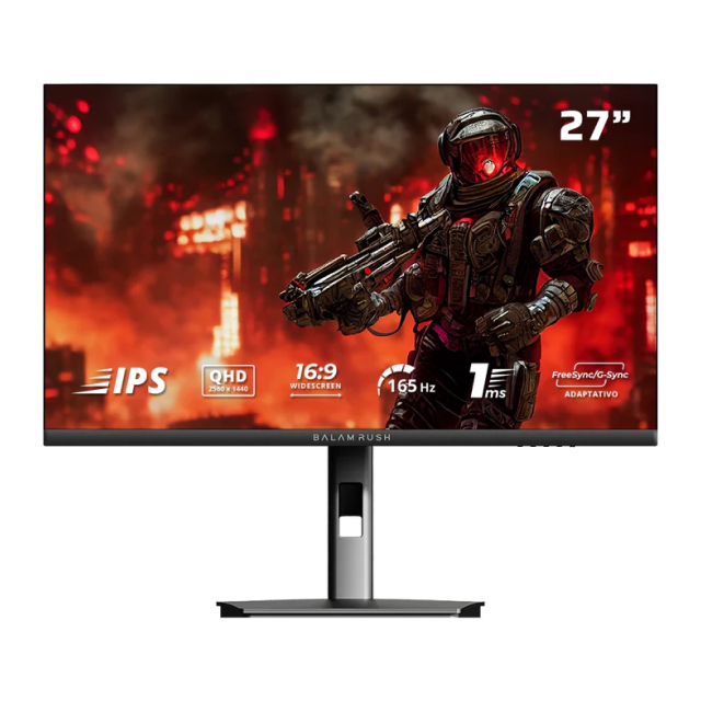 Monitor Acteck Balam Rush Ultra Explorer MXT27P | 27" | IPS | 2560 x 1440 (QHD) | DP 165 Hz / HDMI 144 Hz | 1 ms | FreeSync / HDR | Bocinas Integradas | HDMI / DisplayPort / USB-A / Jack 3.5 mm | Negro | BR-940719