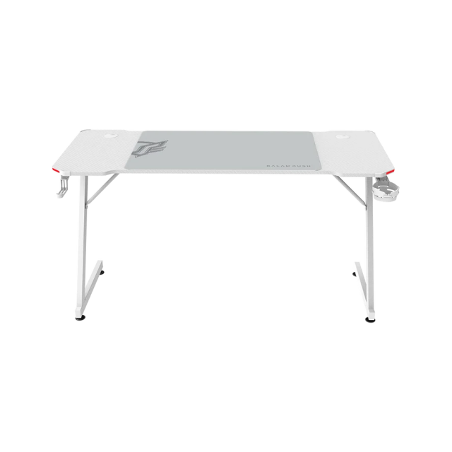 Escritorio Gamer Balamrush Olympus Spot Glow MRX6000 | 140 x 60 | Hasta 100kg | RGB | Porta Vasos/Audifonos | Incluye Mousepad | Color Blanco | BR-941402