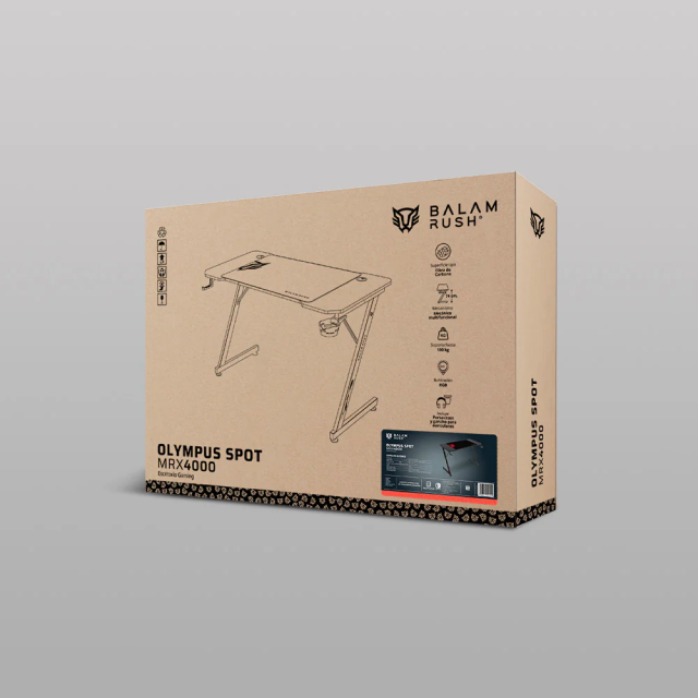 Escritorio Gamer Balamrush Olympus Spot MRX4000 | 120 x 60 cm  | Hasta 100Kg | Porta Vasos/Headset | Incluye mousepad | BR-941419