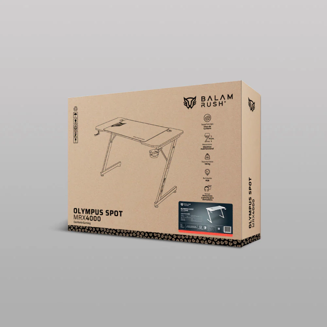 Escritorio Gamer Balamrush Olympus Spot MRX4000 | 120 x 60 cm  | Hasta 100Kg | Porta Vasos/Headset | Incluye mousepad | Color Blanco | BR-941426