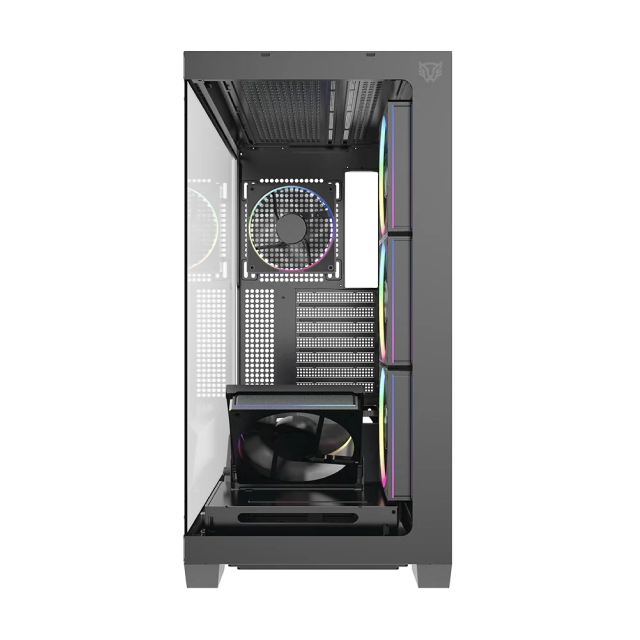 Gabinete Balam Rush Tank Polar 7900 | Media Torre | ATX / Micro ATX / Mini ITX | 2 x USB-A / 1 x USB-C | Incluye 5 Ventiladores ARGB | Cristal Templado Panorámico | Negro | BR-941471