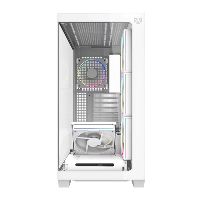 Gabinete Balam Rush Tank Polar 7900 | Media Torre | ATX / Micro ATX / Mini ITX | 2 x USB-A / 1 x USB-C | Incluye 5 Ventiladores ARGB | Cristal Templado Panorámico | Blanco | BR-941488