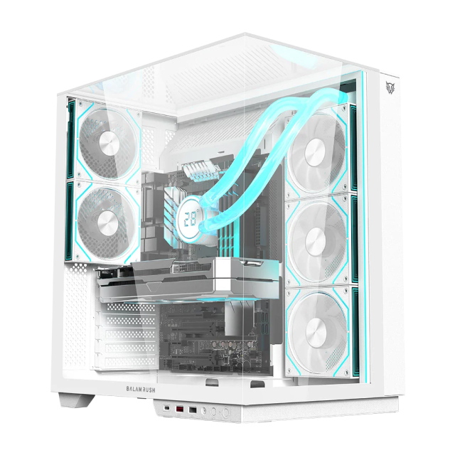 Gabinete Balam Rush TANK MAJESTIC 7600 | Midi-Tower | ATX / Micro-ATX / Mini-ITX | USB 2.0 / USB 3.0 | Sin Fuente | 5 Ventiladores Instalados | Blanco | SKU BR-941501