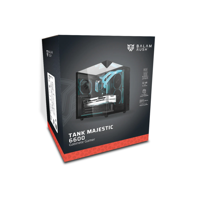 Gabinete Balam Rush Tank Majestic 6600 | Midi-Tower | ATX / Micro-ATX / ITX | USB 2.0 / 3.0 | Sin Fuente | 3 Ventiladores Instalados | BR-941525