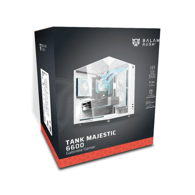 Gabinete Balam Rush Tank Majestic 6600 | Midi-Tower | ATX / Micro-ATX / ITX | USB 2.0 / 3.0 | 3 Ventiladores Instalados | Sin Fuente | BR-941532