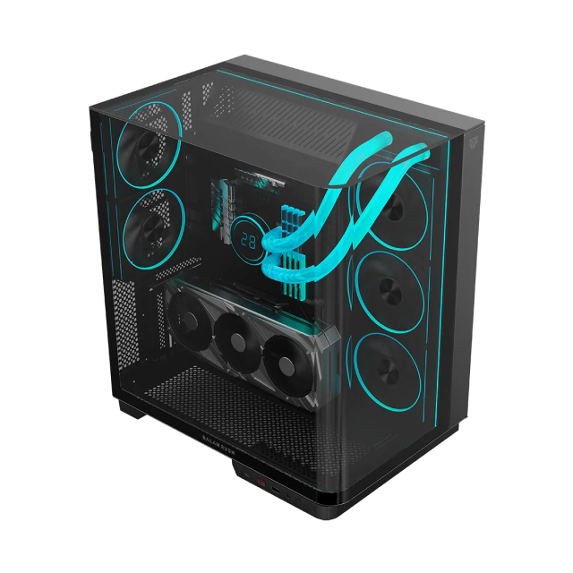 Gabinete Balam Rush Tank Expert Curve 7800 | Media Torre | ATX / Micro-ATX / Mini-ITX | USB-A 3.0 / USB 2.0 / USB-C 3.1 | 5 Ventiladores ARGB Preinstalados | Diseño Curvo con Cristal Templado | Doble Cámara | Negro | BR-941556