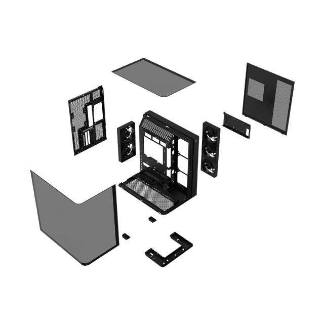 Gabinete Balam Rush Tank Expert Curve 7800 | Media Torre | ATX / Micro-ATX / Mini-ITX | USB-A 3.0 / USB 2.0 / USB-C 3.1 | 5 Ventiladores ARGB Preinstalados | Diseño Curvo con Cristal Templado | Doble Cámara | Negro | BR-941556