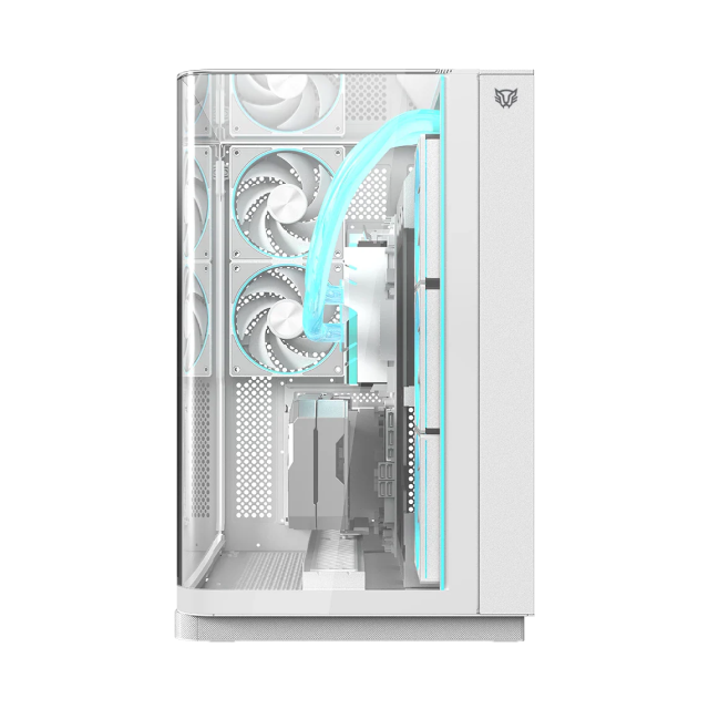 Gabinete Balam Rush Tank Expert Curve 7800 | Media Torre | ATX / Micro-ATX / Mini-ITX | USB-C / USB 3.0 / USB 2.0 | Cristal Templado Curvo | Doble Cámara | Incluye 5 Ventiladores ARGB | Blanco | BR-941563