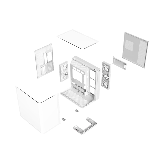 Gabinete Balam Rush Tank Expert Curve 7800 | Media Torre | ATX / Micro-ATX / Mini-ITX | USB-C / USB 3.0 / USB 2.0 | Cristal Templado Curvo | Doble Cámara | Incluye 5 Ventiladores ARGB | Blanco | BR-941563