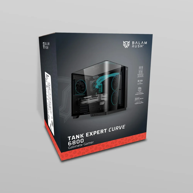 Gabinete Balam Rush Tank Expert Curve 6800 | Midi-Tower | ATX / Micro-ATX / ITX | USB 2.0 / 3.0 | 3 Ventiladores Instalados | Sin Fuente | Negro | BR-941570