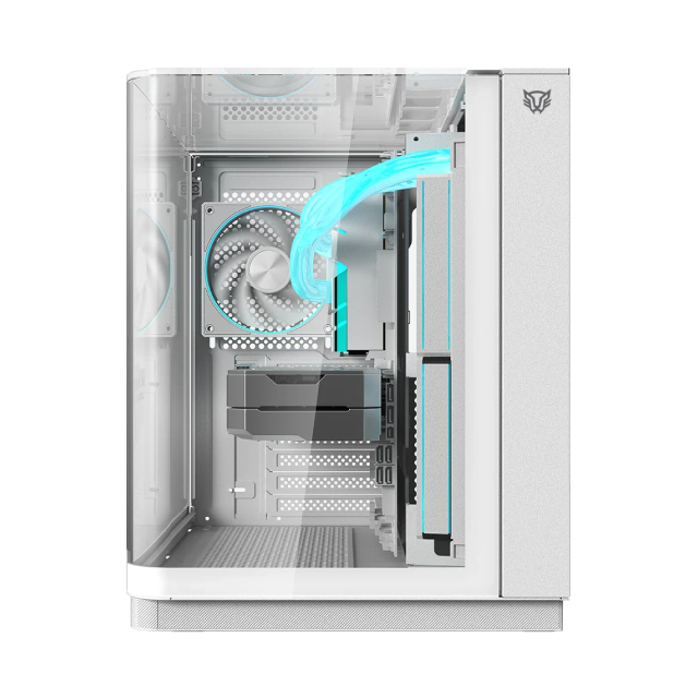 Gabinete Balam Rush Tank Expert Curve 6800 | Media Torre | ATX / Micro-ATX / Mini-ITX | USB-C / USB 2.0 / USB 3.0 | Cristal Templado Curvo | Doble Cámara | Incluye 3 Ventiladores | Blanco | BR-941587