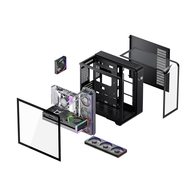 Gabinete Balam Rush Tank Expert Curve 7400 | Mid-Tower | ATX / Micro-ATX / ITX | USB 2.0 / 3.0 | 4 Ventiladores Incluidos | Sin Fuente | Negro | BR-941594