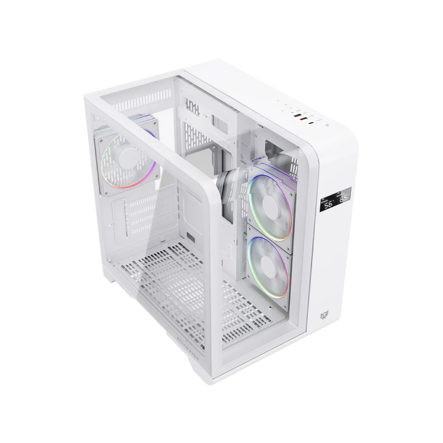 Gabinete Balamrush Tank Expert Curve 6400 | Mini Torre | M-ATX/ ITX | Panel de Cristal Curvo | 3 Ventiladores ARGB preinstalados | Color Blanco | BR-941624