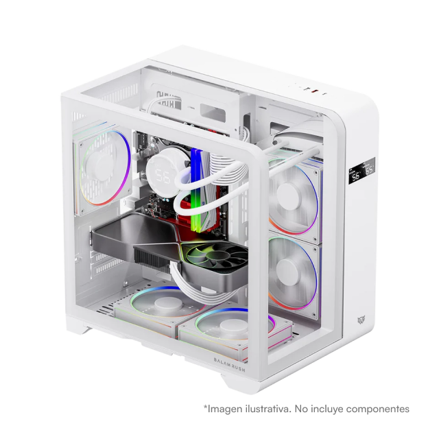 Gabinete Balamrush Tank Expert Curve 6400 | Mini Torre | M-ATX/ ITX | Panel de Cristal Curvo | 3 Ventiladores ARGB preinstalados | Color Blanco | BR-941624