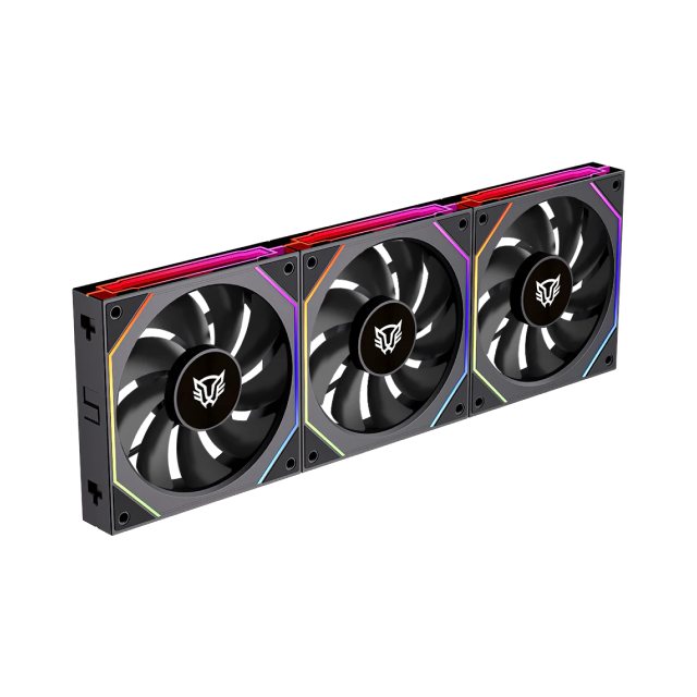 Kit de 3 Ventiladores Balam Rush Eolox Link EXL95 | Daisy-Chain | 120 mm | 800 - 1800 RPM | 4 Pines | ARGB | Negro | BR-942089