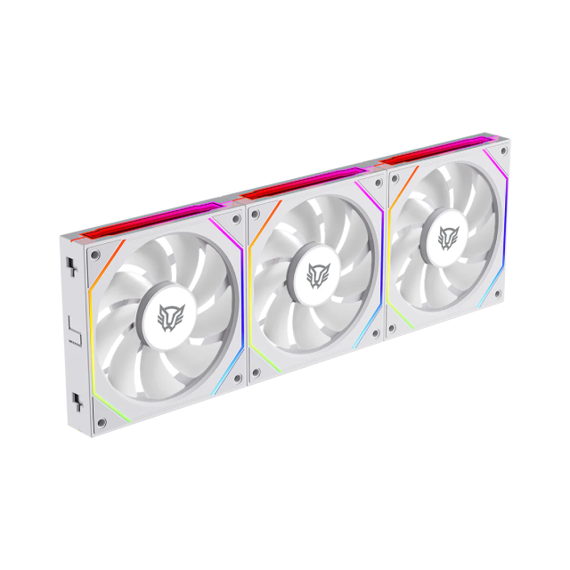 Kit de 3 Ventiladores Balam Rush Eolox Link EXL95 | Daisy-Chain | 120 mm | 800 - 1800 RPM | 4 Pines | ARGB | Blanco | BR-942096