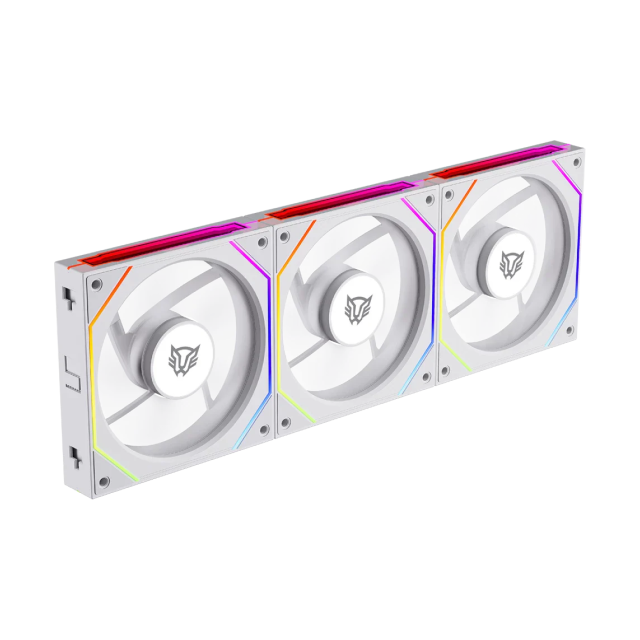 Kit de 3 Ventiladores Balam Rush Eolox Link EXL95 | Daisy-Chain | 120 mm | 800 - 1800 RPM | 4 Pines | ARGB | Blanco | BR-942096