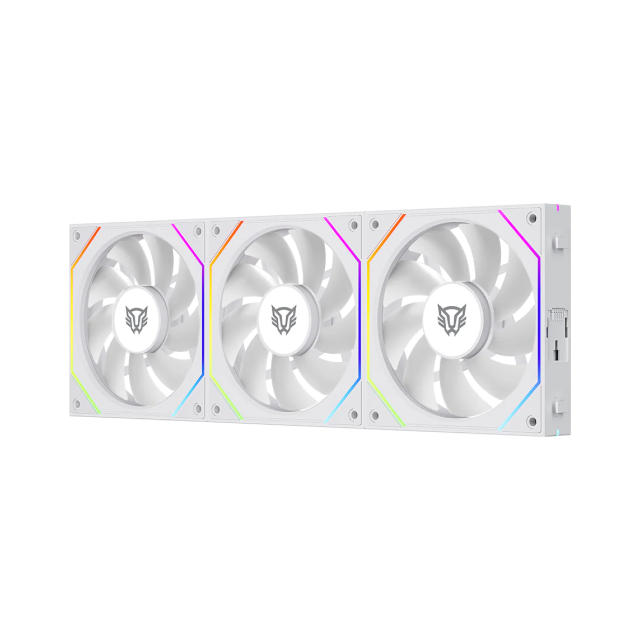 Kit de 3 Ventiladores Balam Rush Eolox Link EXL95 | Daisy-Chain | 120 mm | 800 - 1800 RPM | 4 Pines | ARGB | Blanco | BR-942096