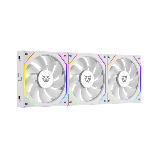 Kit de 3 Ventiladores Balam Rush Eolox Link EXL95 | Daisy-Chain | 120 mm | 800 - 1800 RPM | 4 Pines | ARGB | Blanco | BR-942096