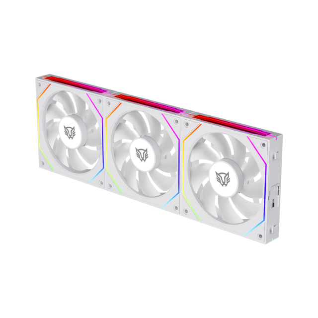 Kit de 3 Ventiladores Balam Rush Eolox Link EXL95 | Daisy-Chain | 120 mm | 800 - 1800 RPM | 4 Pines | ARGB | Blanco | BR-942096