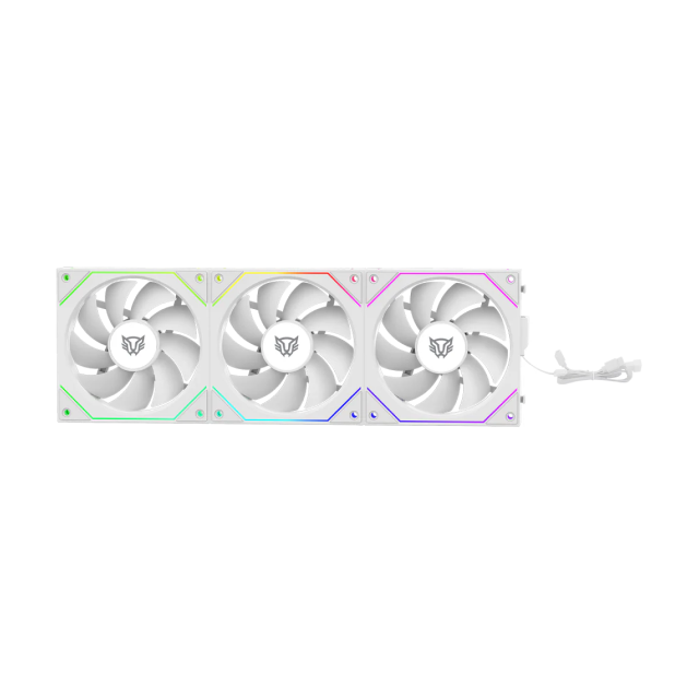 Kit de 3 Ventiladores Balam Rush Eolox Link EXL95 | Daisy-Chain | 120 mm | 800 - 1800 RPM | 4 Pines | ARGB | Blanco | BR-942096