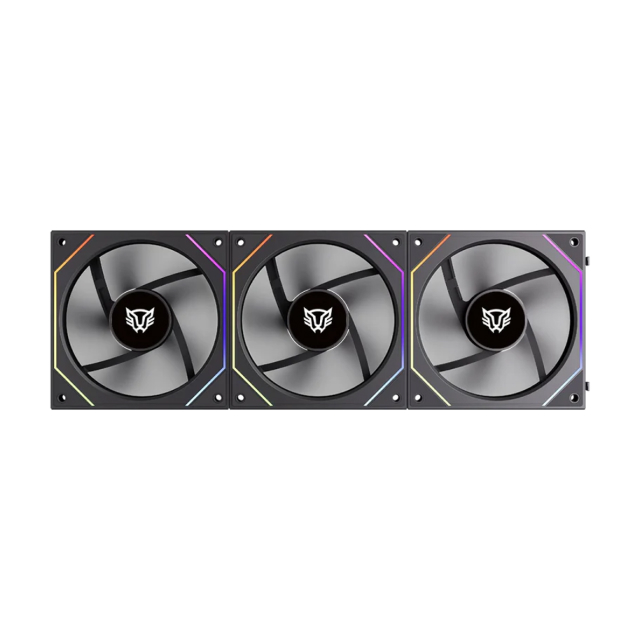 Kit 3 Ventiladores Balam Rush Daisy-Chain | Aspas Invertidas | 120 mm | 800 a 1800 RPM | 4 Pines | ARGB | Negro | BR-942102
