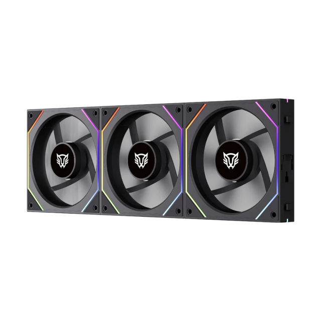 Kit 3 Ventiladores Balam Rush Daisy-Chain | Aspas Invertidas | 120 mm | 800 a 1800 RPM | 4 Pines | ARGB | Negro | BR-942102