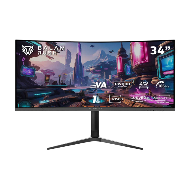 Monitor Curvo Acteck Balam Rush Extreme Earth MGX34P | 34" | UWQHD | 3440 x 1440 (VA) | 165 Hz | 1 ms | R1500 | FreeSync / G-Sync | HDR | RGB | BR-942539