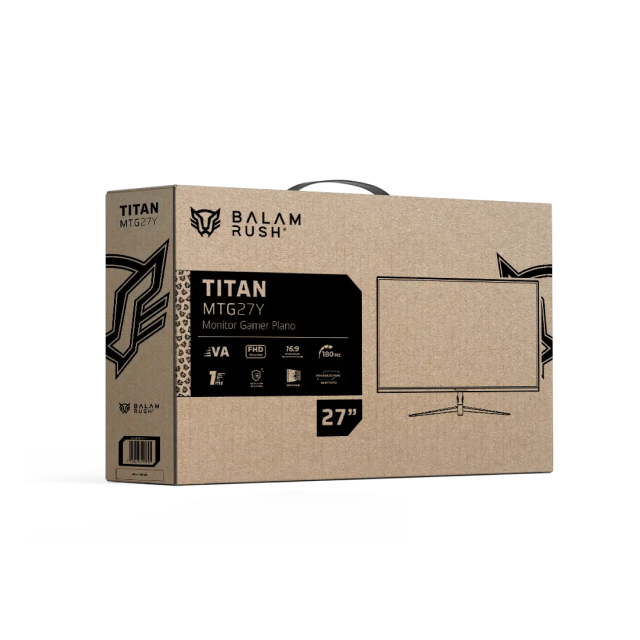 Monitor Gamer Plano Balam Rush Titan MTG27Y | 27" | 1920 x 1080 (FHD) | VA | 144 Hz / 200 Hz OC | 1 ms | FreeSync / Adaptive G-Sync | HDMI 2.1 / DisplayPort 1.4 / DP USB-C | RGB | Color Blanco | BR-943017