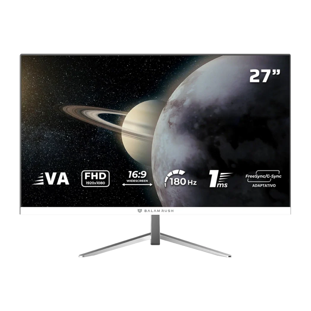 Monitor Gamer Plano Balam Rush Titan MTG27Y | 27" | 1920 x 1080 (FHD) | VA | 144 Hz / 200 Hz OC | 1 ms | FreeSync / Adaptive G-Sync | HDMI 2.1 / DisplayPort 1.4 / DP USB-C | RGB | Color Blanco | BR-943017