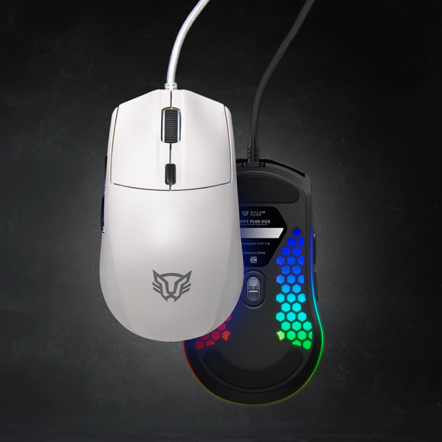 Mouse Gamer Alámbrico Balam Rush Drift Plus MG3 | 800 a 7,200 DPI | Sensor Óptico Instant 725F | 70 g | 6 Botones | RGB | Blanco | BR-943529
