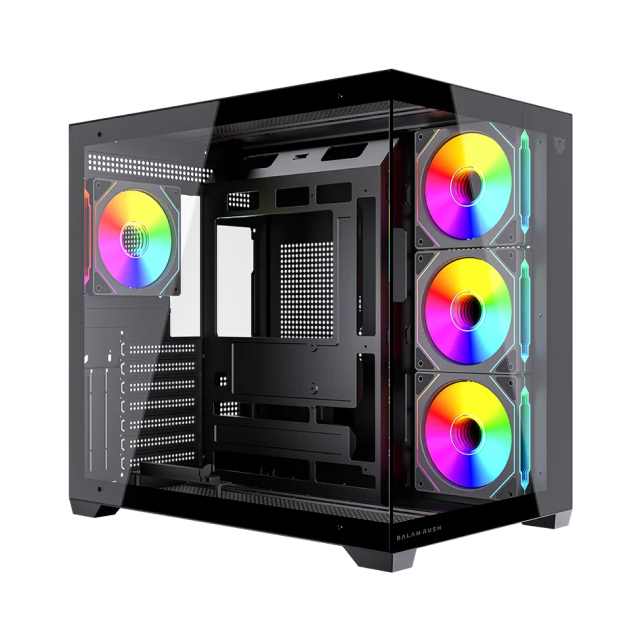 Gabinete Balam Rush Tank Core Ultra GM925 | Media Torre ATX | 4 Ventiladores ARGB Incluidos | Cristal Templado | Color Negro | BR-943833