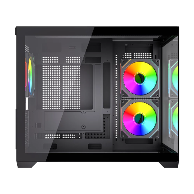 Gabinete Balam Rush Tank Core Pro GI925 | Mini Torre | Micro-ATX / Mini-ITX | USB 3.0 / USB 2.0 | 3 Ventiladores ARGB Pre-Instalados | Cristal Templado Panorámico | Negro | BR-943840