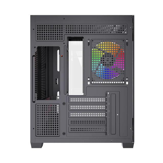 Gabinete Balam Rush Tank Core Pro GI925 | Mini Torre | Micro-ATX / Mini-ITX | USB 3.0 / USB 2.0 | 3 Ventiladores ARGB Pre-Instalados | Cristal Templado Panorámico | Negro | BR-943840