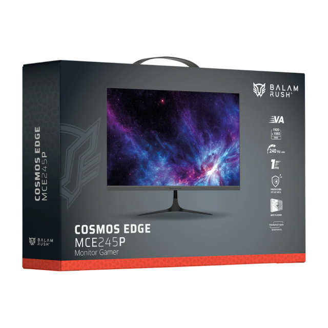 Monitor Gamer Plano Balam Rush Cosmos Edge MCE245P | 24.5" | 1920 x 1080 (FHD) | VA | 240 Hz | 1 ms (MPRT) | FreeSync / G-Sync | HDMI 2.0 / DisplayPort 1.4 / Jack 3.5 mm | Bocinas Integradas | Negro | BR-944113