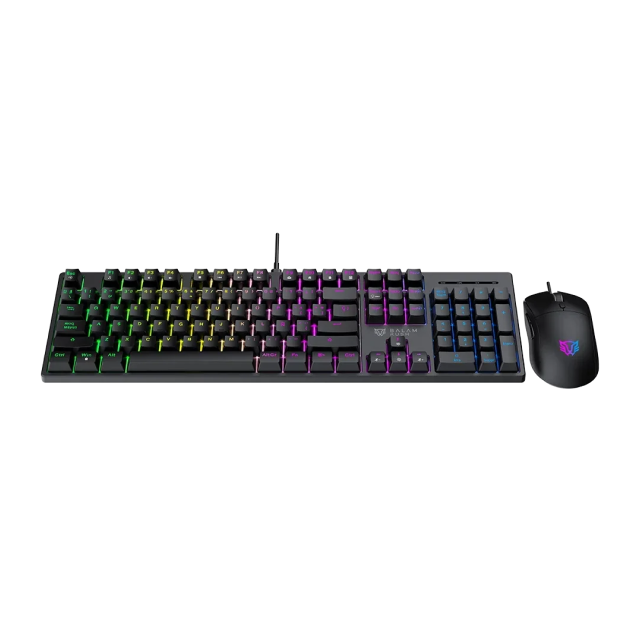 Kit de Teclado y Mouse Alámbrico Balam Rush Fusion Vanguard CKG690 | Mecánico | 100% | Switch Lineal Red | 1200 a 3600 DPI | Sensor Óptico | USB-A | Windows / Mac / Android | Español | RGB Rainbow | Negro | BR-945745